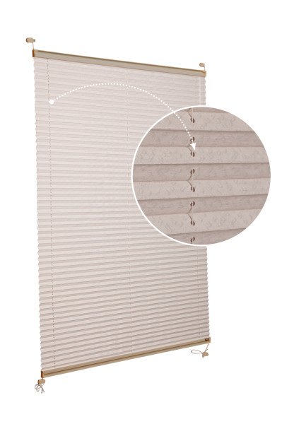 Vidalı Plise Perde (Desenli Kumaş) Lotus-Kül Gri -3078 - Bronz