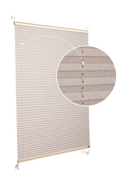 Vidalı Plise Perde (Desenli Kumaş) Lotus-Kül Gri -3078 - Krem