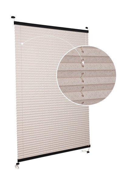 Vidalı Plise Perde (Desenli Kumaş) Lotus-Kül Gri -3078 - Siyah