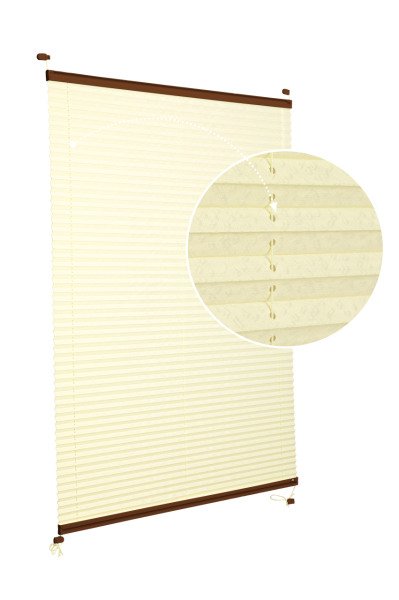 Vidalı Plise Perde (Desenli Kumaş) Lotus-Sarı -726 - Kahverengi