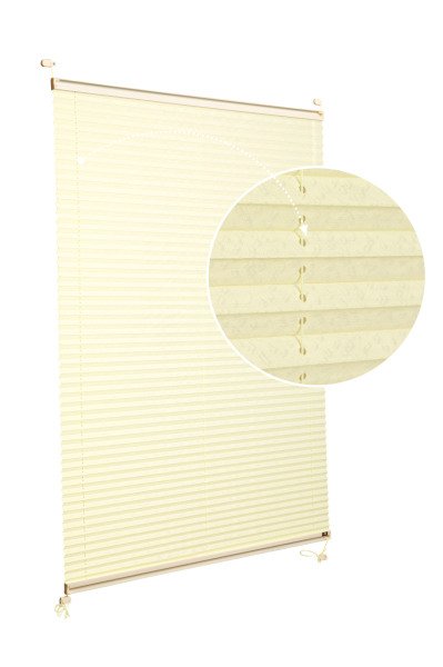 Vidalı Plise Perde (Desenli Kumaş) Lotus-Sarı -726 - Krem