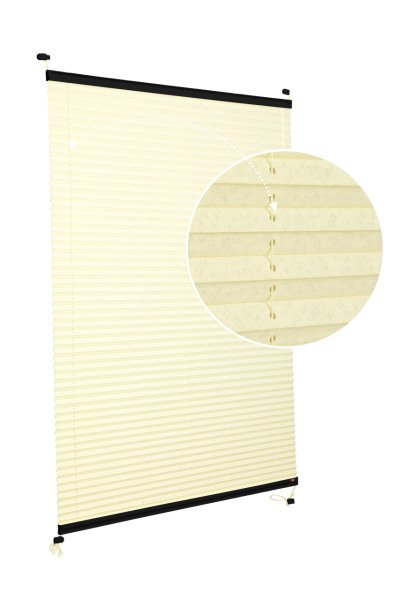 Vidalı Plise Perde (Desenli Kumaş) Lotus-Sarı -726 - Siyah