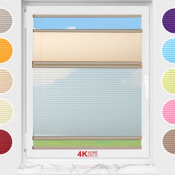 Gece Gündüz Yapıştırmalı Plise Perde (Desenli Kumaş) Abelia-Bej -69 - Bronz