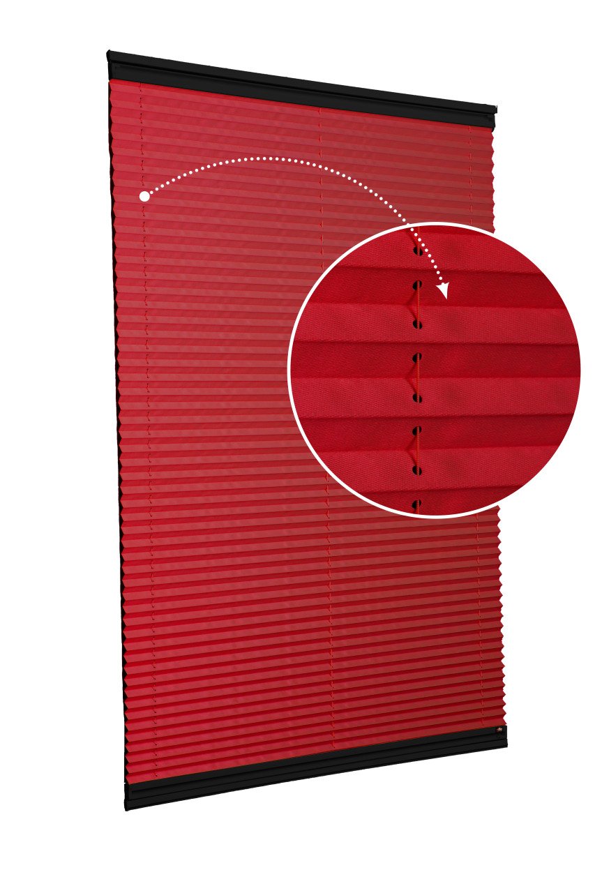 Vidalı/Yapıştırmalı Plise Perde (Özel Renkler) Violet-Kırmızı -621 - Siyah - Yapıştırmalı Sistem