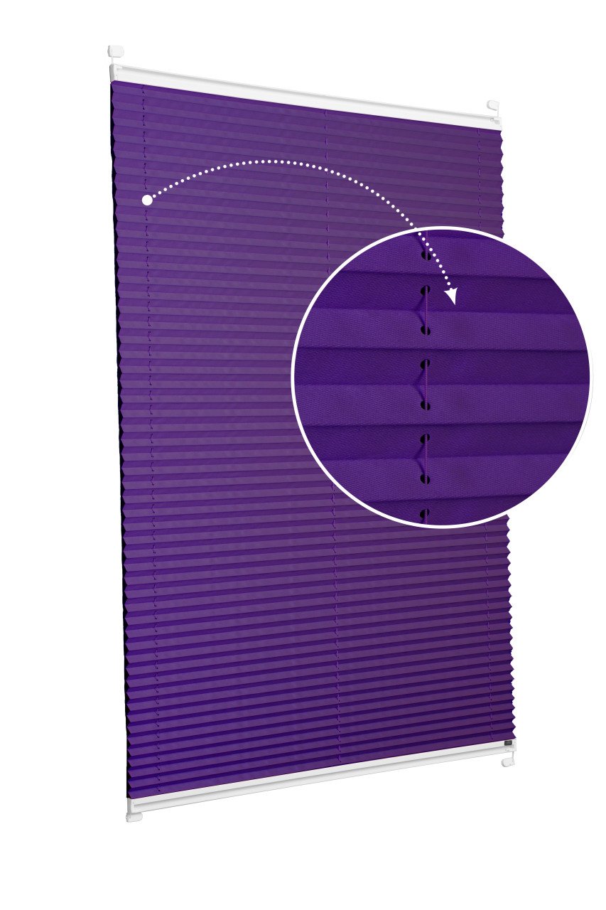 Vidalı/Yapıştırmalı Plise Perde (Özel Renkler) Violet-Mor -774 - Beyaz - Vidalı Sistem