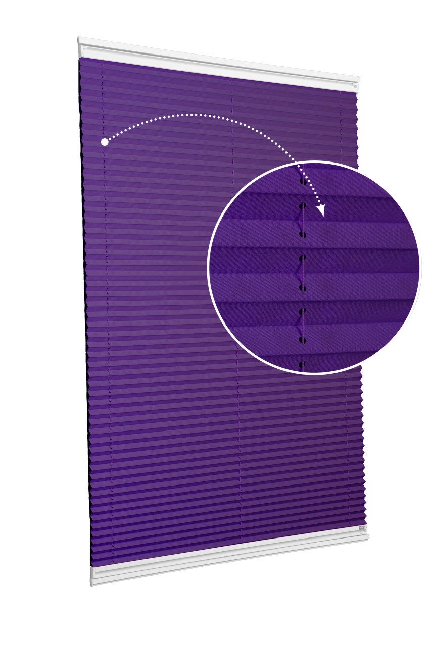 Vidalı/Yapıştırmalı Plise Perde (Özel Renkler) Violet-Mor -774 - Beyaz - Yapıştırmalı Sistem