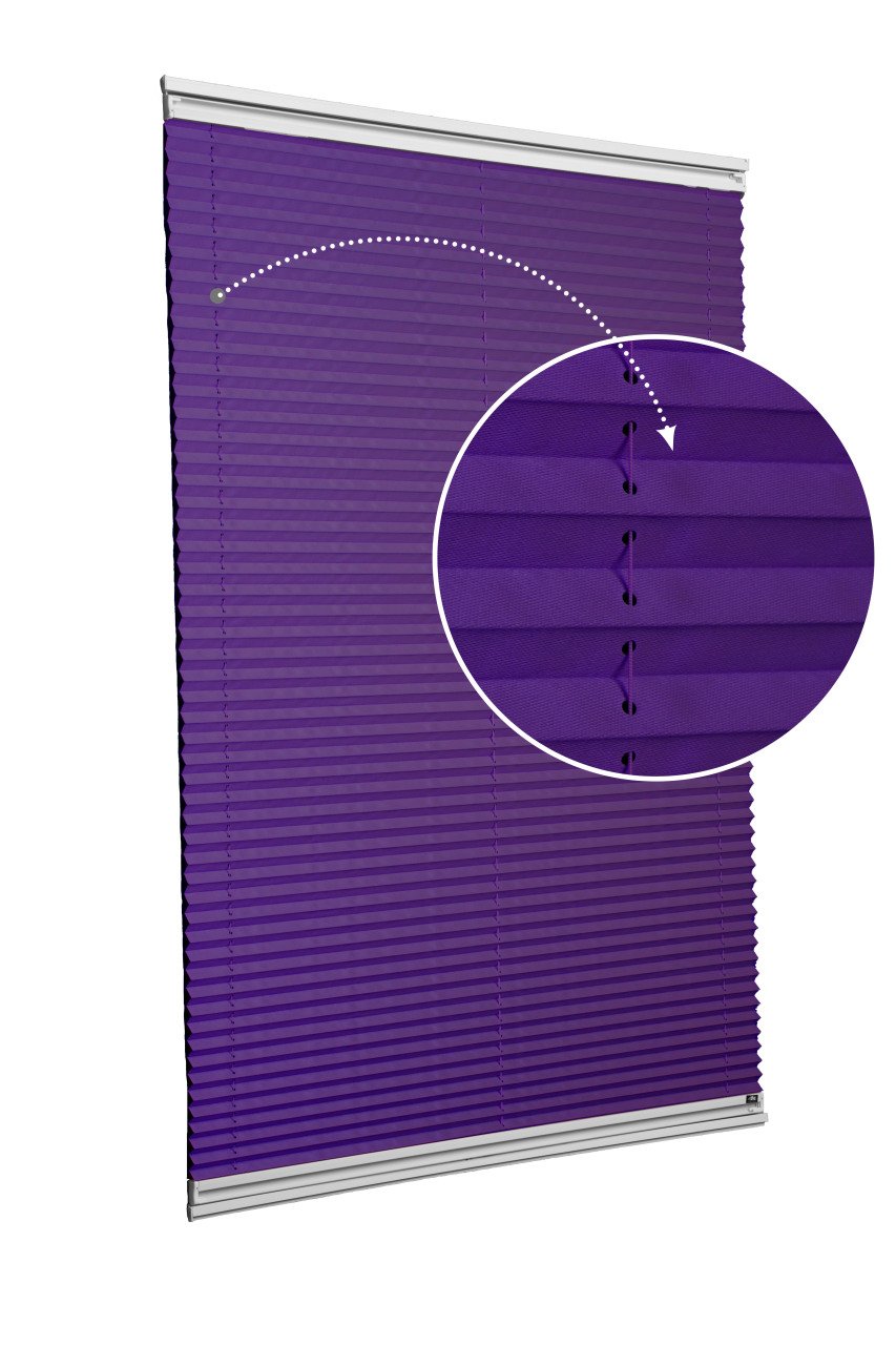 Vidalı/Yapıştırmalı Plise Perde (Özel Renkler) Violet-Mor -774 - Gümüş Gri - Yapıştırmalı Sistem