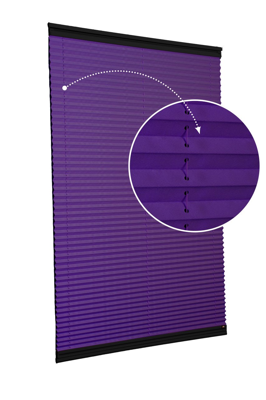 Vidalı/Yapıştırmalı Plise Perde (Özel Renkler) Violet-Mor -774 - Siyah - Yapıştırmalı Sistem