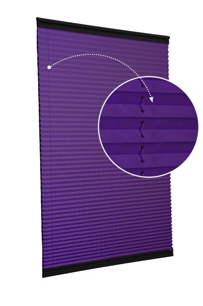 Vidalı/Yapıştırmalı Plise Perde (Özel Renkler) Violet-Mor -774 - Siyah - Yapıştırmalı Sistem