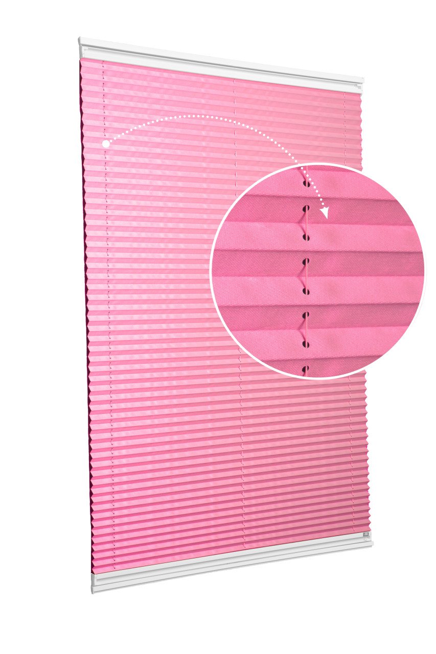 Vidalı/Yapıştırmalı Plise Perde (Özel Renkler) Violet-Pembe - 800 - Beyaz - Yapıştırmalı Sistem