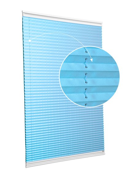 Vidalı/Yapıştırmalı Plise Perde (Özel Renkler) Violet-Turkuaz -261 - Beyaz - Yapıştırmalı Sistem