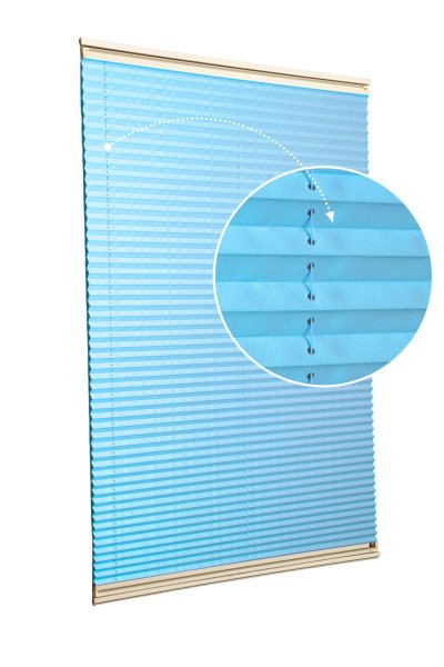 Vidalı/Yapıştırmalı Plise Perde (Özel Renkler) Violet-Turkuaz -261 - Krem - Yapıştırmalı Sistem