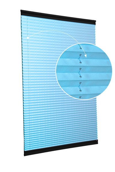 Vidalı/Yapıştırmalı Plise Perde (Özel Renkler) Violet-Turkuaz -261 - Siyah - Yapıştırmalı Sistem