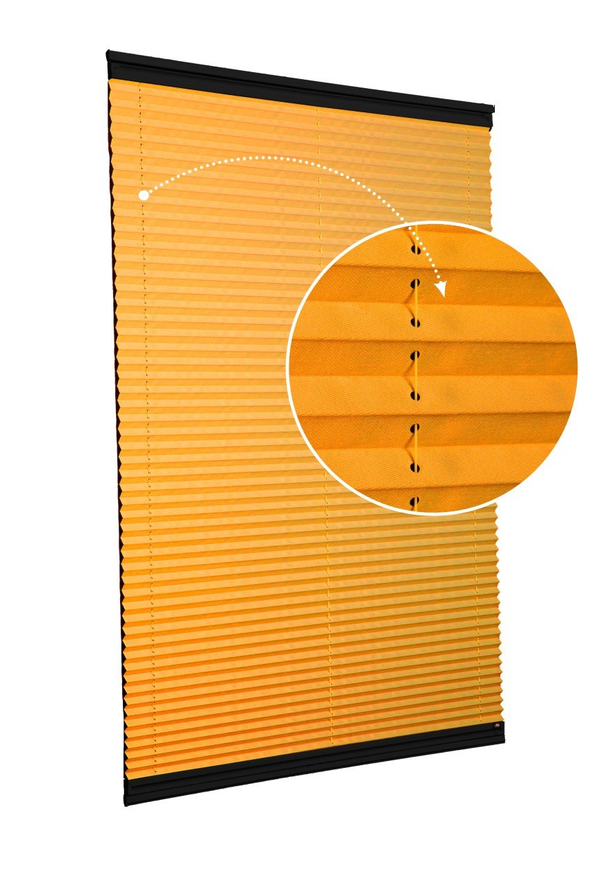 Vidalı/Yapıştırmalı Plise Perde (Özel Renkler) Violet-Turuncu -717 - Siyah - Yapıştırmalı Sistem