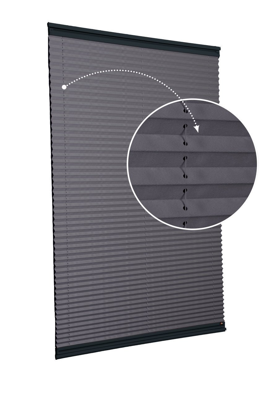 Yapıştırmalı Plise Perde (Düz Kumaş) Violet-Antresit-2421 - Antresit Gri