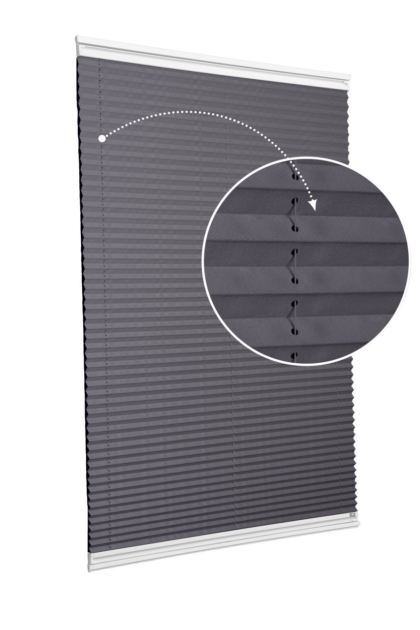 Yapıştırmalı Plise Perde (Düz Kumaş) Violet-Antresit-2421 - Beyaz