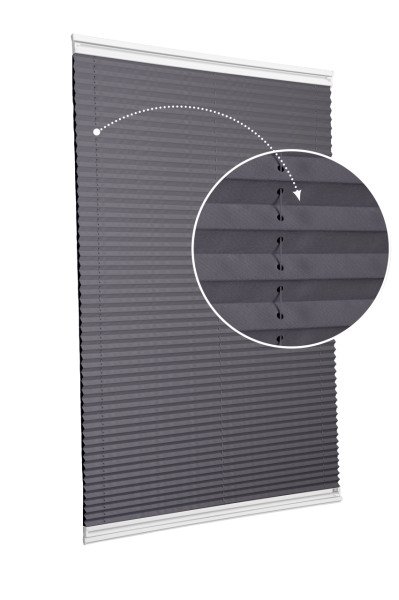 Yapıştırmalı Plise Perde (Düz Kumaş) Violet-Antresit-2421 - Beyaz