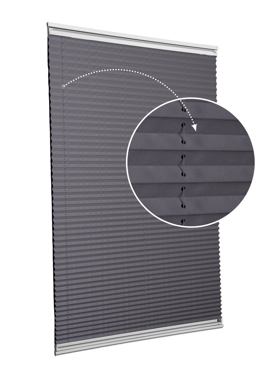 Yapıştırmalı Plise Perde (Düz Kumaş) Violet-Antresit-2421 - Gümüş Gri