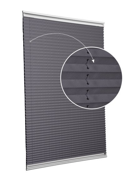 Yapıştırmalı Plise Perde (Düz Kumaş) Violet-Antresit-2421 - Gümüş Gri