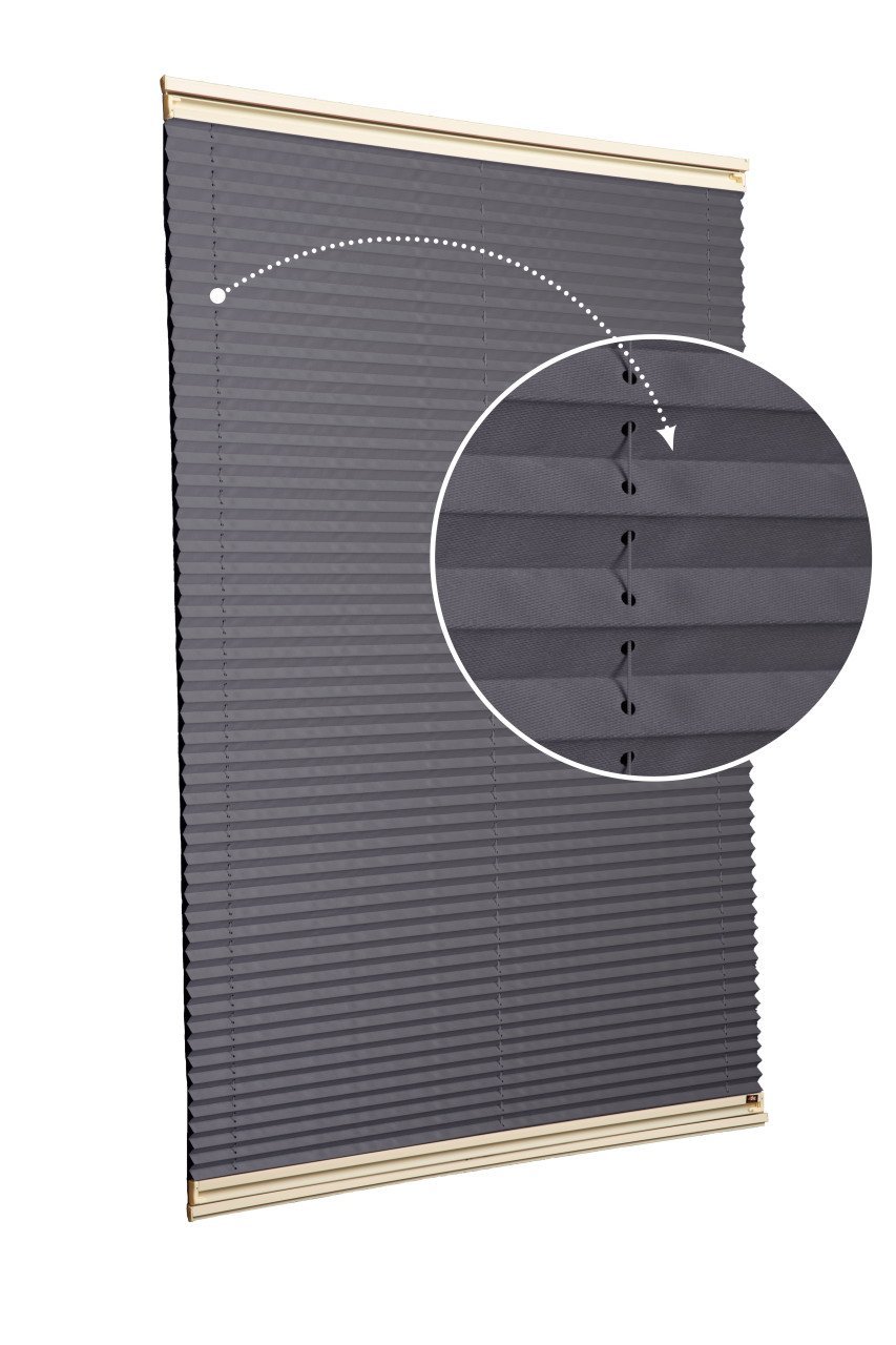 Yapıştırmalı Plise Perde (Düz Kumaş) Violet-Antresit-2421 - Krem