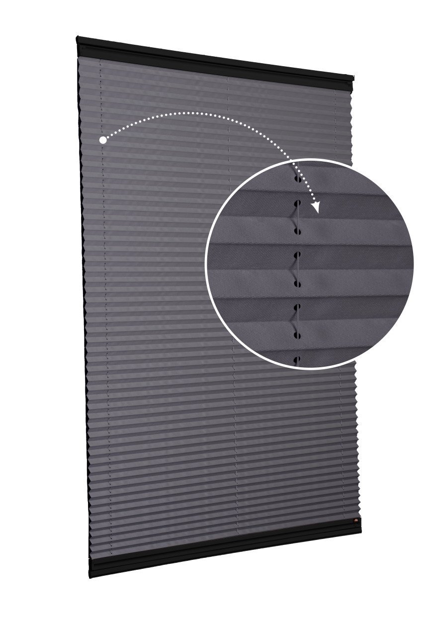 Yapıştırmalı Plise Perde (Düz Kumaş) Violet-Antresit-2421 - Siyah