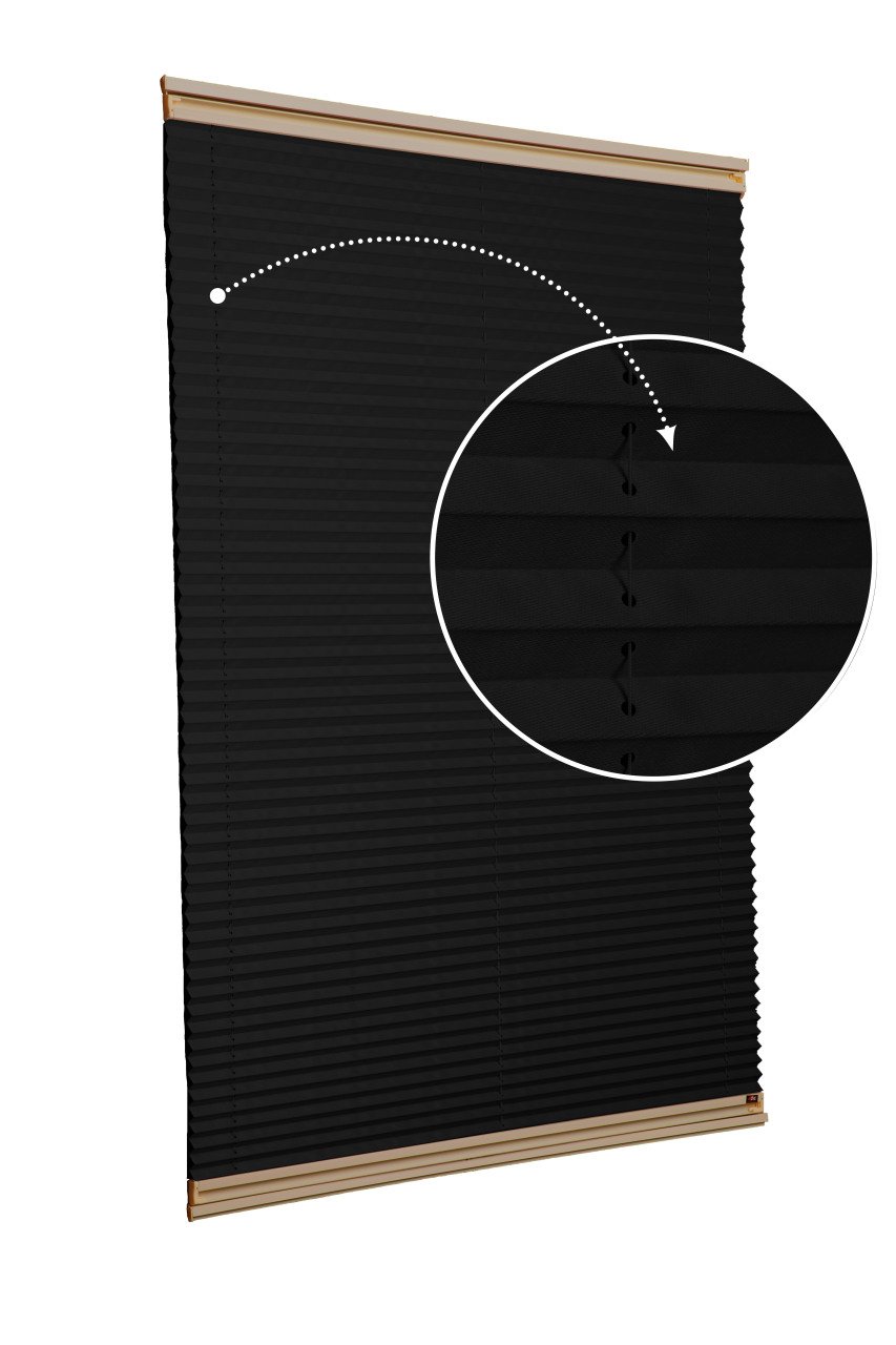 Yapıştırmalı Plise Perde (Düz Kumaş) Violet-Siyah-02 - Bronz