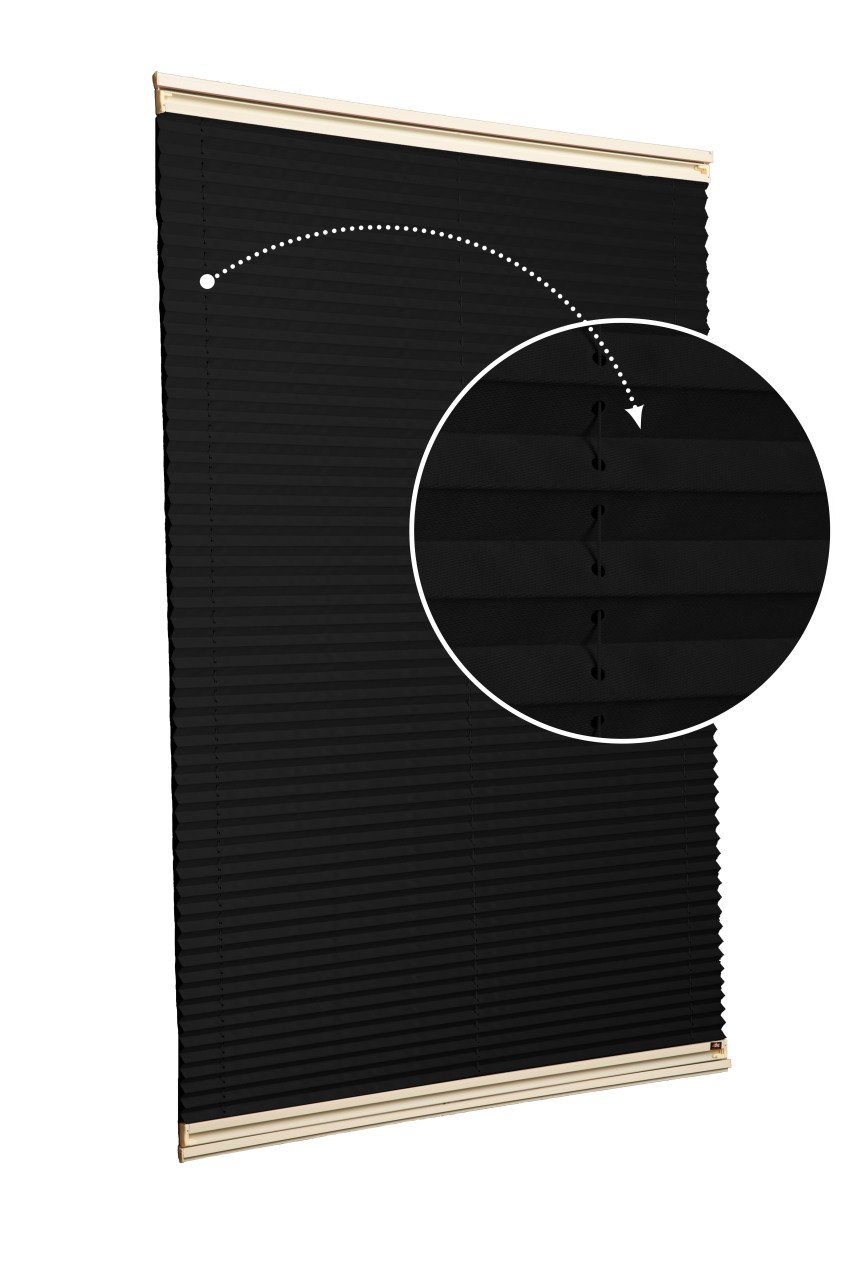 Yapıştırmalı Plise Perde (Düz Kumaş) Violet-Siyah-02 - Krem