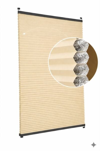 Honeycomb Karartma Plise Perde Th002-Krem - Antresit Gri