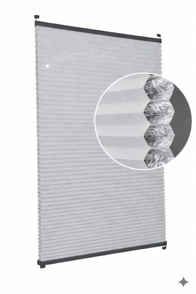 Honeycomb Karartma Plise Perde Th003-Açık Gri - Krem