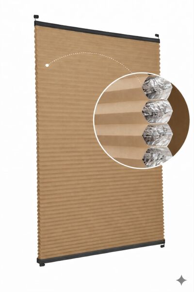 Honeycomb Karartma Plise Perde Th004-Kahverengi - Antresit Gri