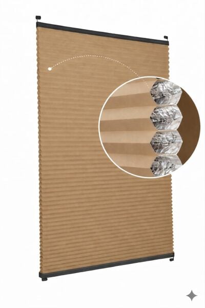 Honeycomb Karartma Plise Perde Th004-Kahverengi - Siyah