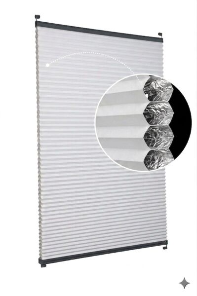 Honeycomb Karartma Plise Perde Th001-Beyaz - Kahverengi