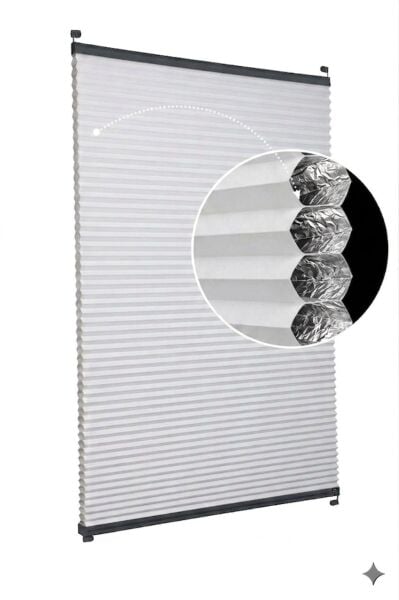 Honeycomb Karartma Plise Perde Th001-Beyaz - Siyah