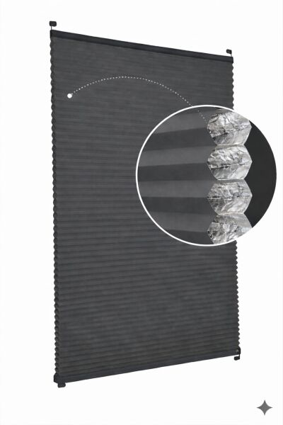 Honeycomb Karartma Plise Perde Siyah - Th005-Antresit Gri