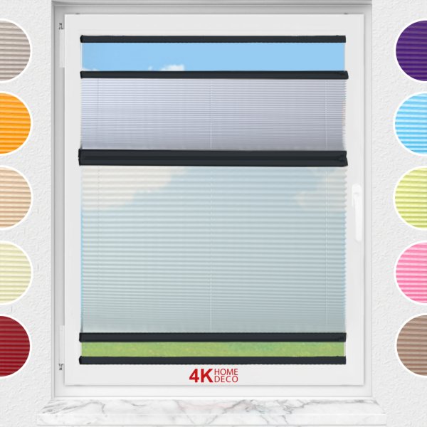 Gece Gündüz Yapıştırmalı Plise Perde (Düz Kumaş) Violet-A.Gri-2255 - Antresit Gri