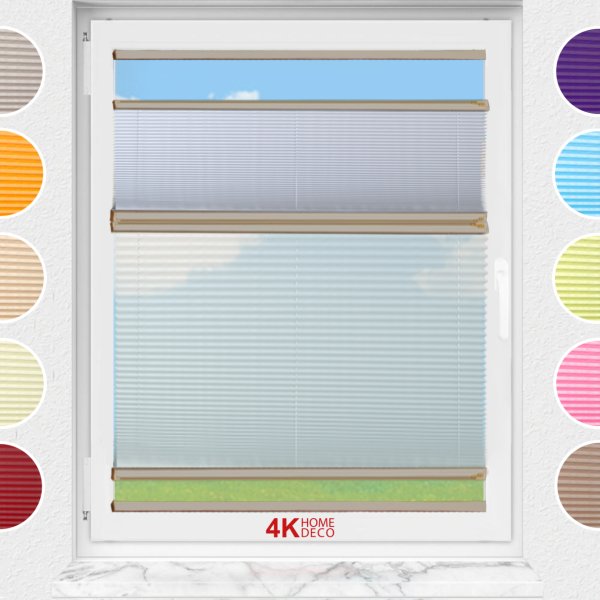 Gece Gündüz Yapıştırmalı Plise Perde (Düz Kumaş) Violet-A.Gri-2255 - Bronz