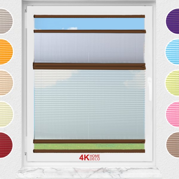 Gece Gündüz Yapıştırmalı Plise Perde (Düz Kumaş) Violet-A.Gri-2255 - Kahverengi