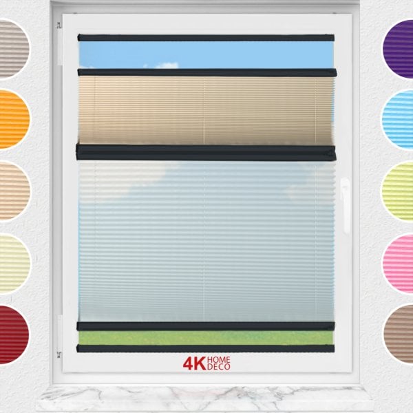 Gece Gündüz Yapıştırmalı Plise Perde (Düz Kumaş) Violet-Bej-69 - Antresit Gri