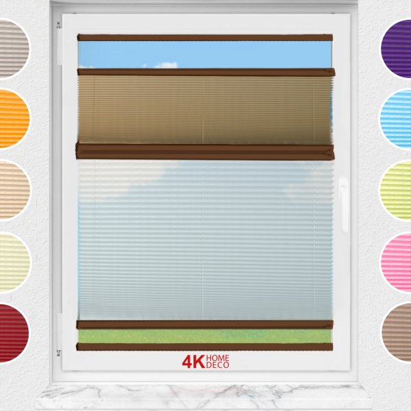 Gece Gündüz Yapıştırmalı Plise Perde (Düz Kumaş) Violet-Bronz-519 - Kahverengi