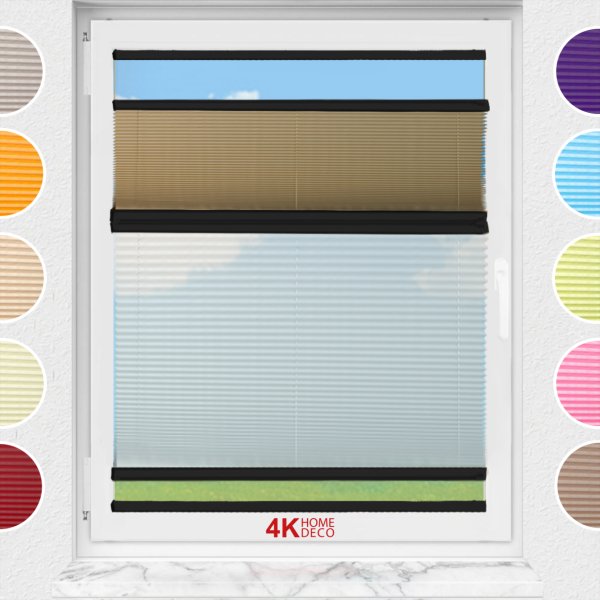 Gece Gündüz Yapıştırmalı Plise Perde (Düz Kumaş) Violet-Bronz-519 - Siyah