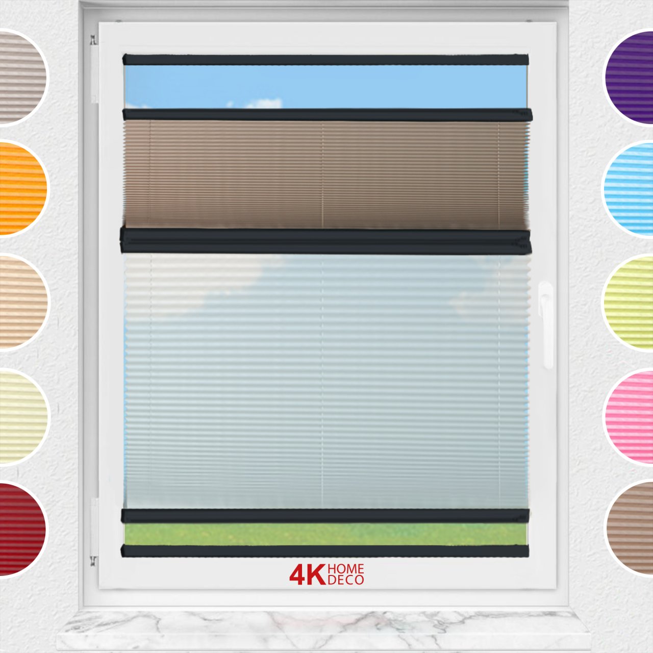 Gece Gündüz Yapıştırmalı Plise Perde (Düz Kumaş) Violet-Kahverengi-705 - Antresit Gri