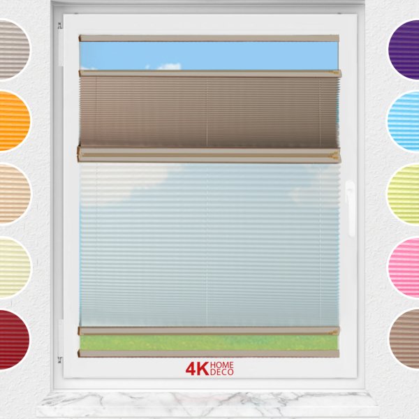 Gece Gündüz Yapıştırmalı Plise Perde (Düz Kumaş) Violet-Kahverengi-705 - Bronz