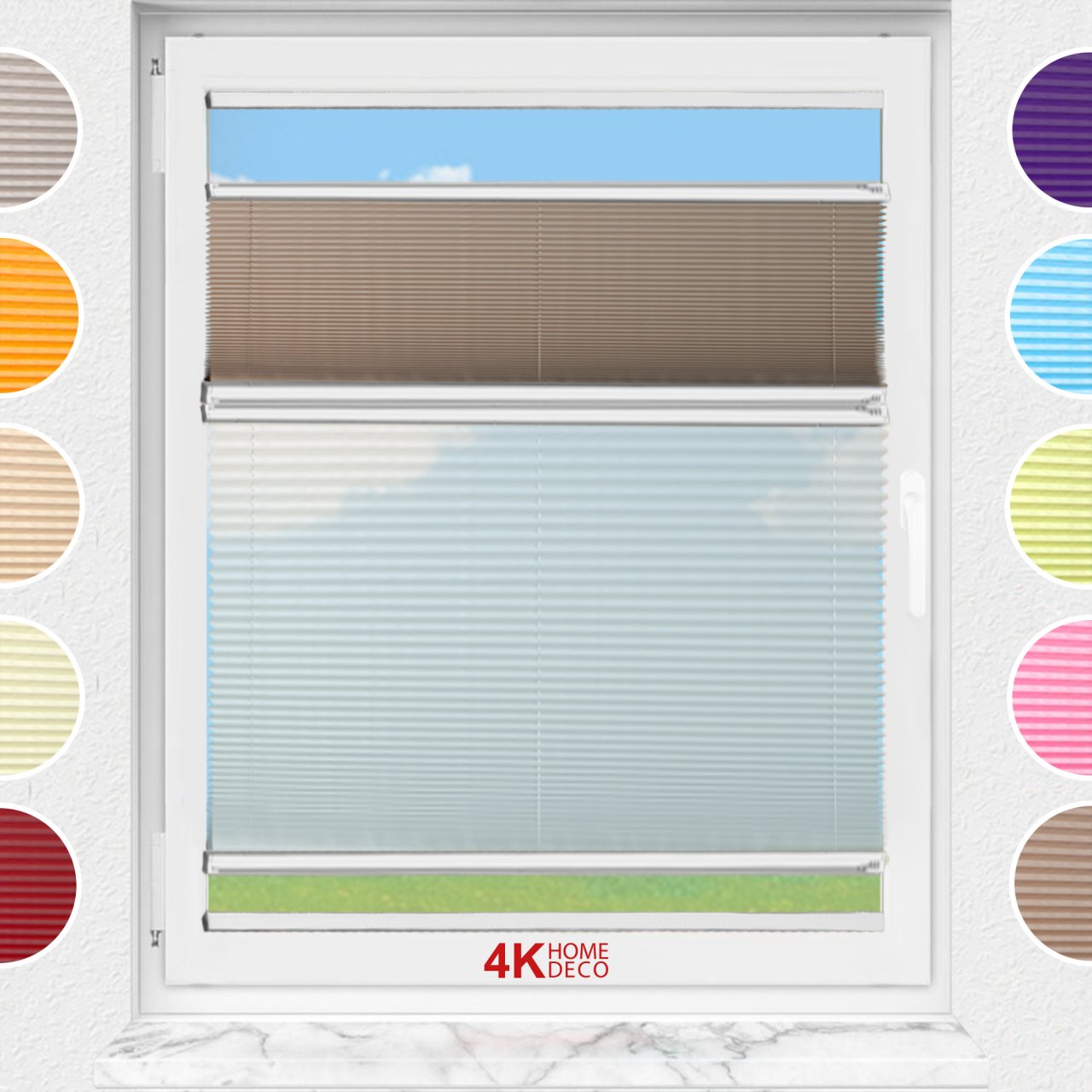 Gece Gündüz Yapıştırmalı Plise Perde (Düz Kumaş) Violet-Kahverengi-705 - Gümüş Gri