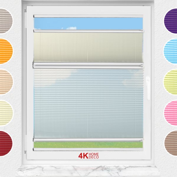 Gece Gündüz Yapıştırmalı Plise Perde (Düz Kumaş) Violet-Krem 502 - Gümüş Gri