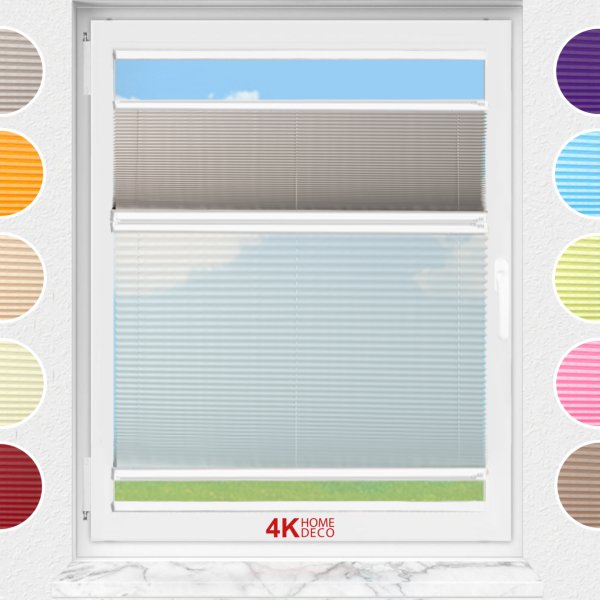 Gece Gündüz Yapıştırmalı Plise Perde (Düz Kumaş) Violet-Kül Gri-3078 - Beyaz