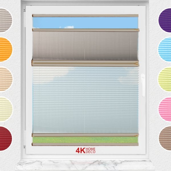 Gece Gündüz Yapıştırmalı Plise Perde (Düz Kumaş) Violet-Kül Gri-3078 - Bronz