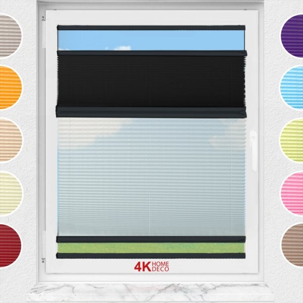 Gece Gündüz Yapıştırmalı Plise Perde (Düz Kumaş) Violet-Siyah-02 - Antresit Gri