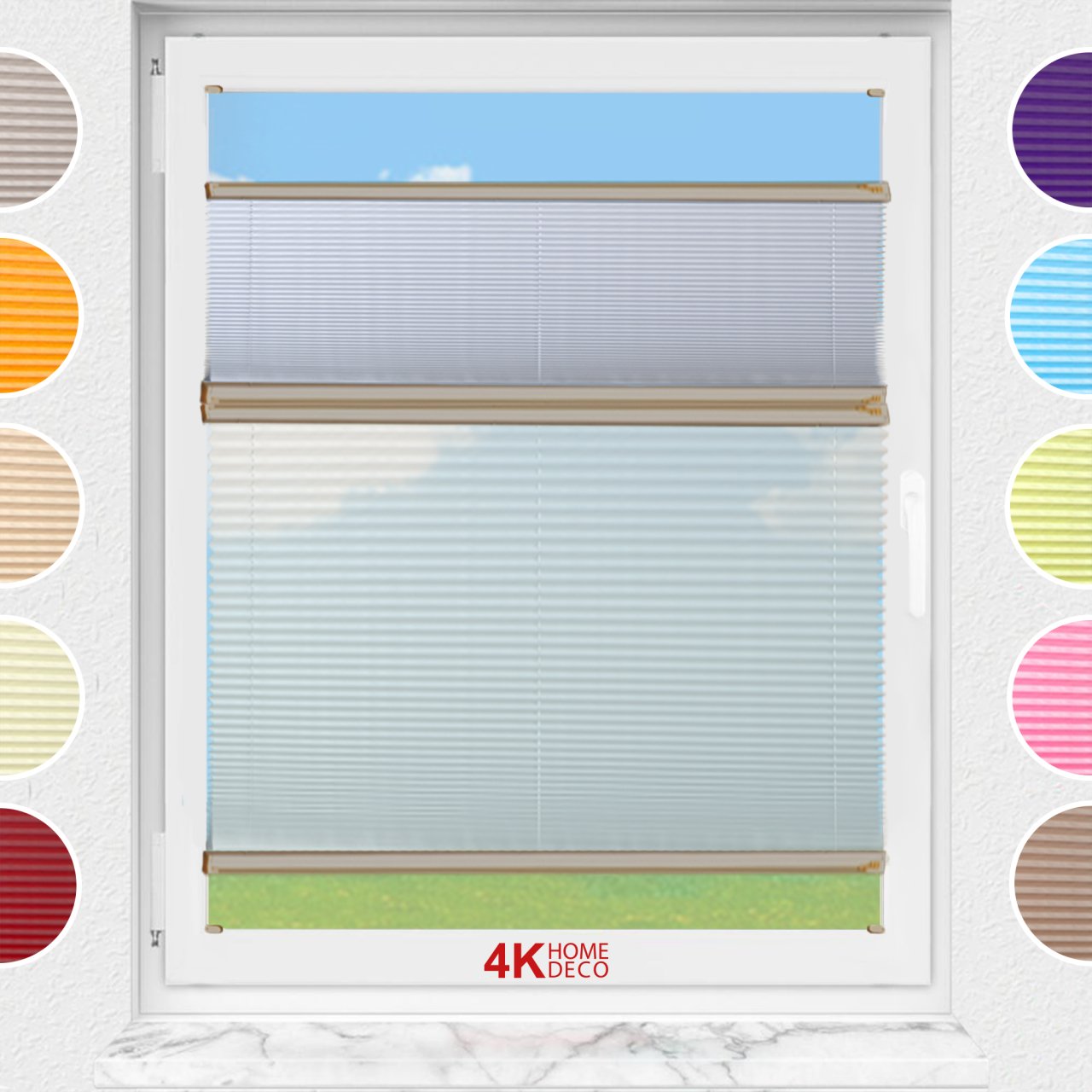 Gece Gündüz Vidalı Plise Perde (Düz Kumaş) Violet-A.Gri-2255 - Bronz