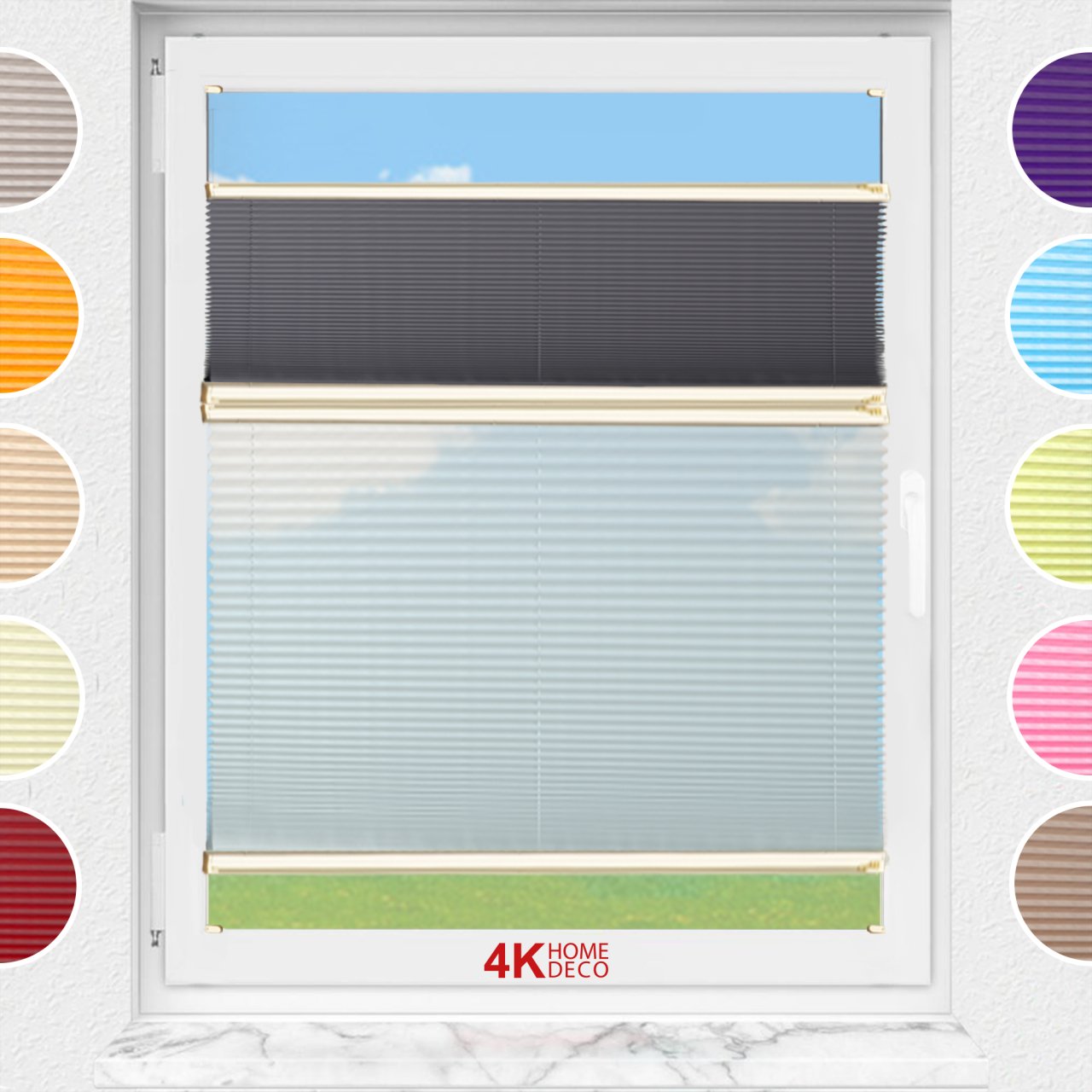 Gece Gündüz Vidalı Plise Perde (Düz Kumaş) Violet-Antresit-2421 - Krem