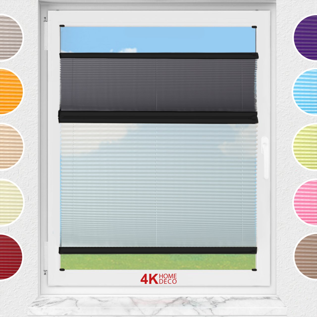 Gece Gündüz Vidalı Plise Perde (Düz Kumaş) Violet-Antresit-2421 - Siyah